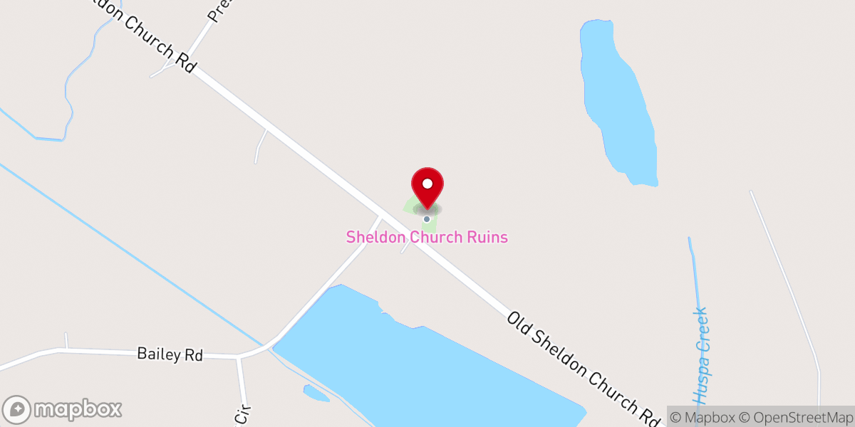 Map showing location of Old Sheldon Church Ruins