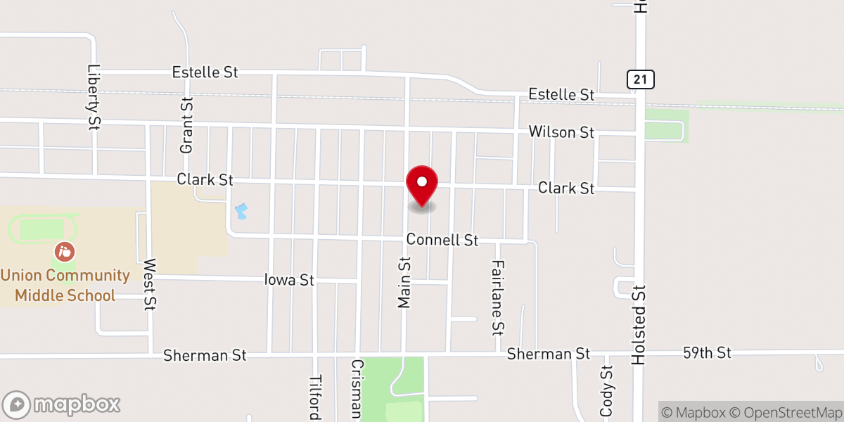 Map showing location of Dysart City Community Building