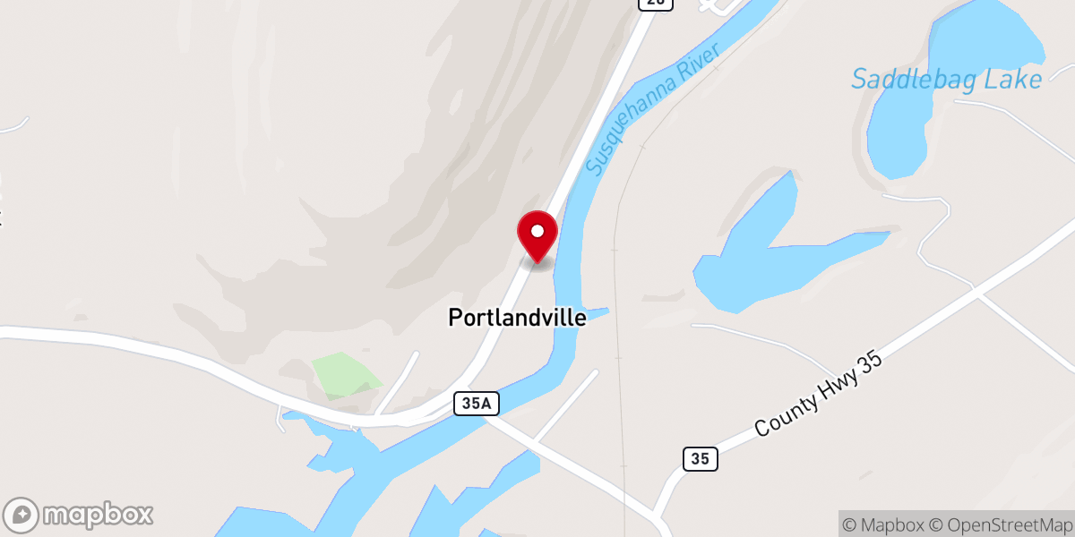 Map showing location of Portlandville United Methodist Church