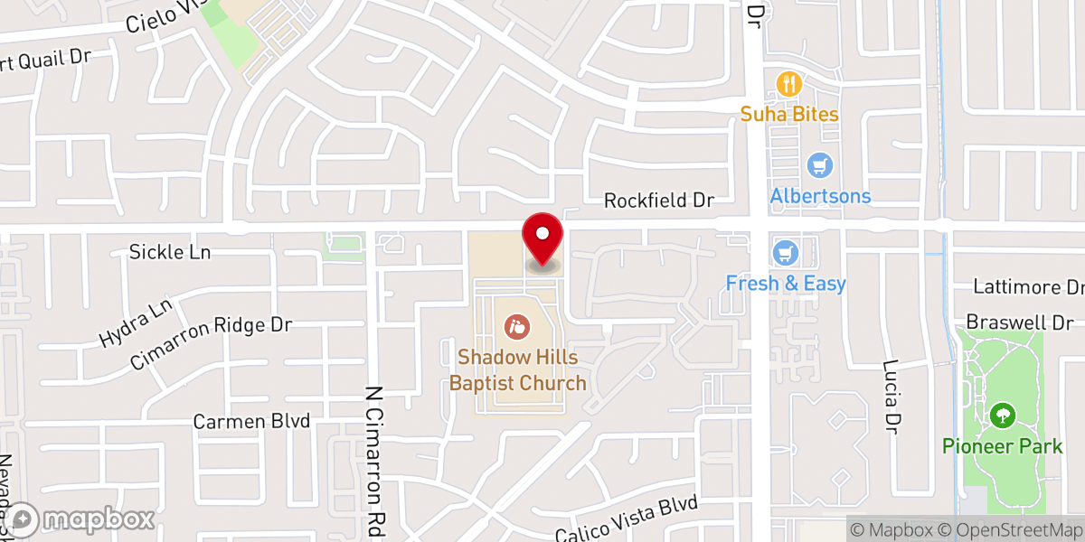 Map showing location of Shadow Hills Baptist Church