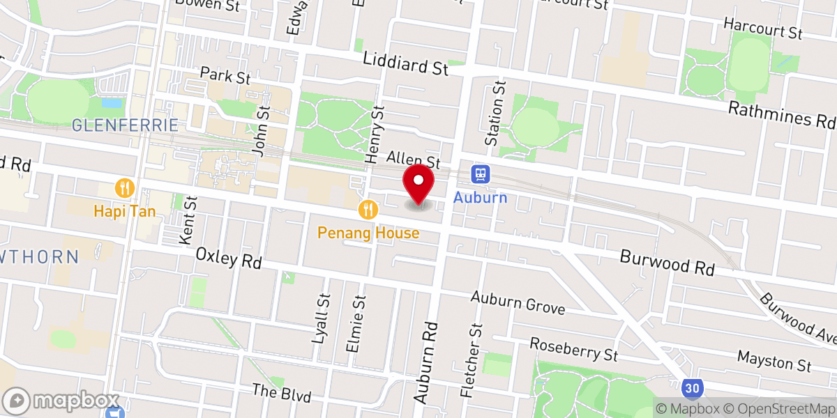 Map showing location of Auburn Baptist Church