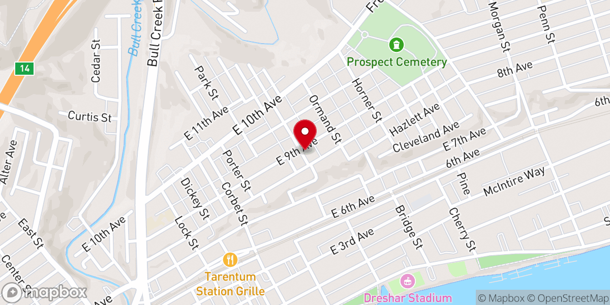 Map showing location of Tarentum Church of Christ