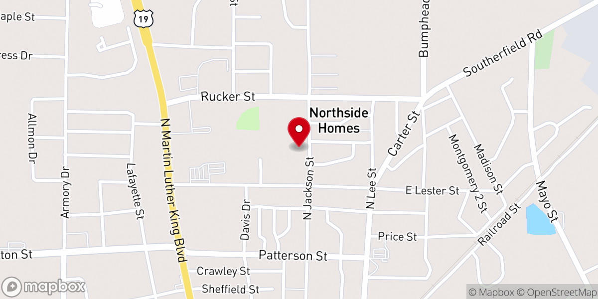 Map showing location of Big Bethel Baptist Church