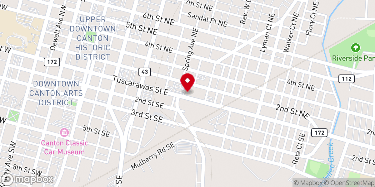 Map showing location of One Church Canton