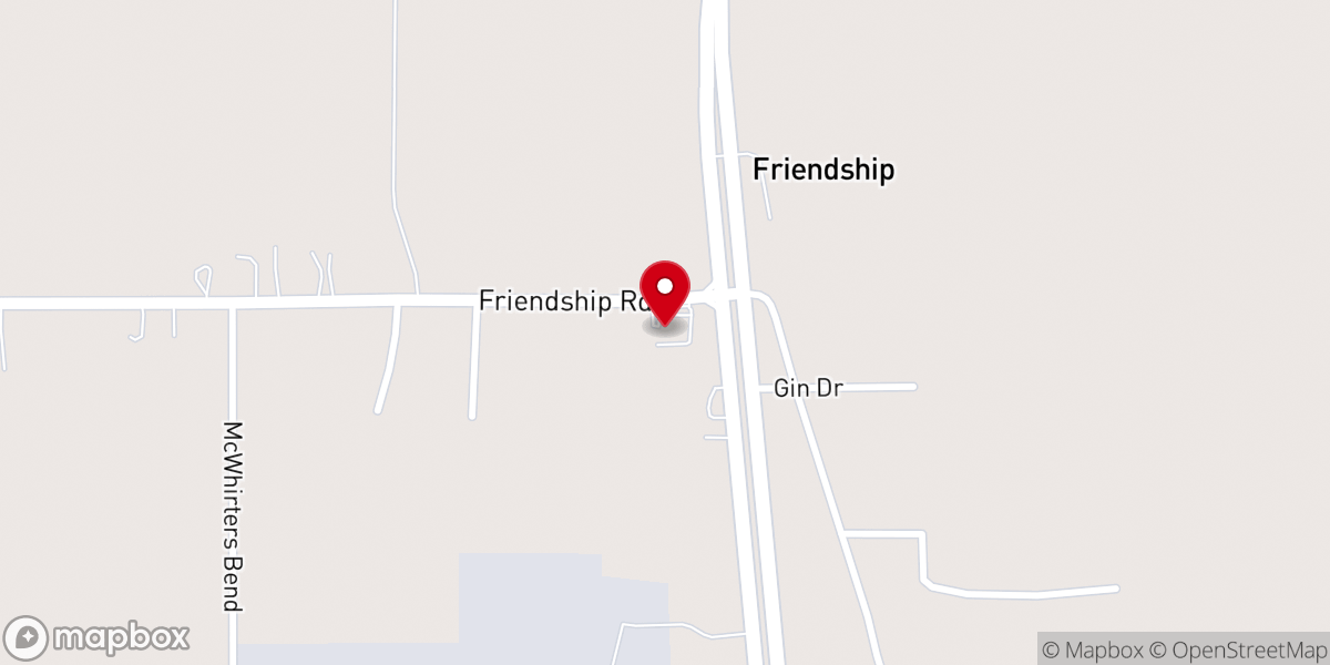 Map showing location of Friendship Baptist Church