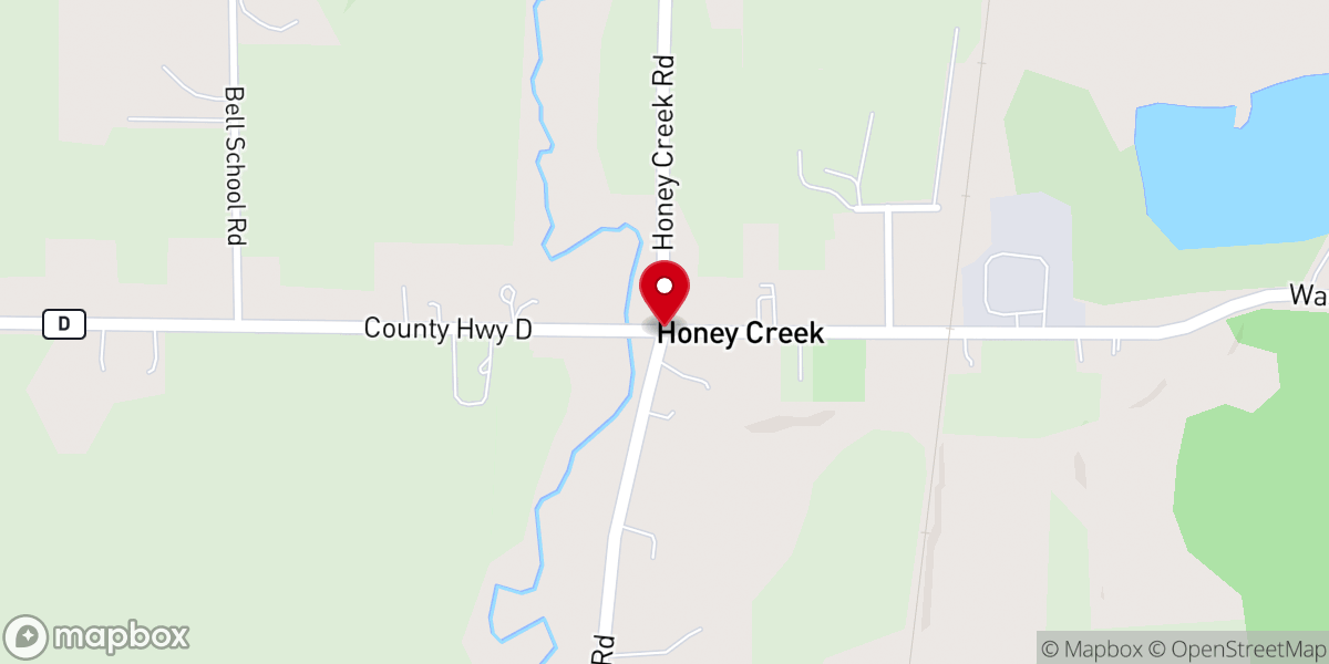 Map showing location of Honey Creek Community Baptist