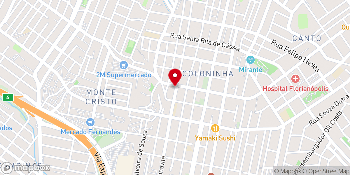 Map showing location of Igreja Batista Bíblica Florianópolis
