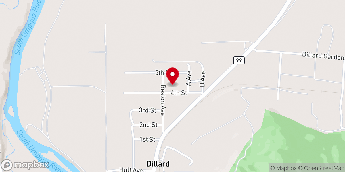 Map showing location of Dillard Church of God