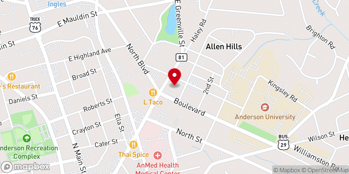 Map showing location of Boulevard Baptist Church