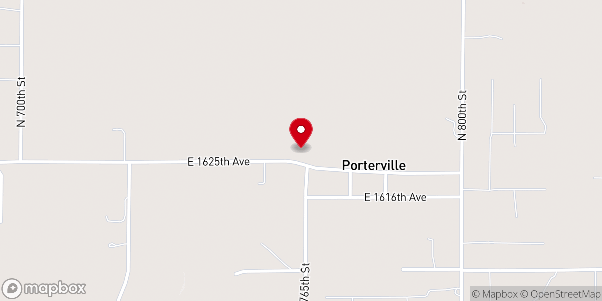 Map showing location of Porterville Congregational Christian Church