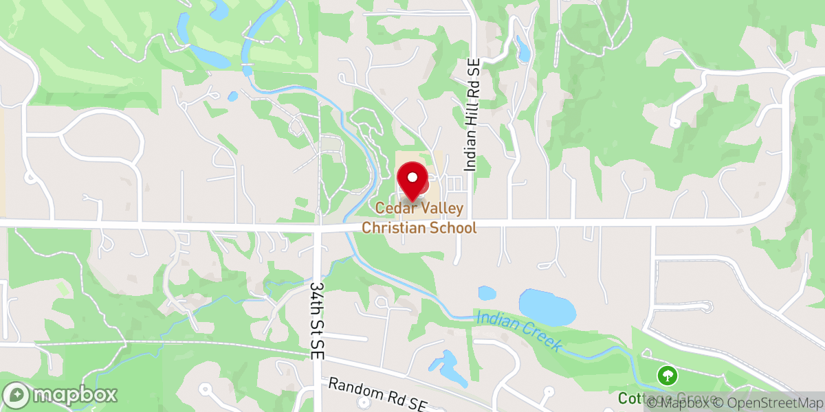Map showing location of Cedar Valley Bible Church