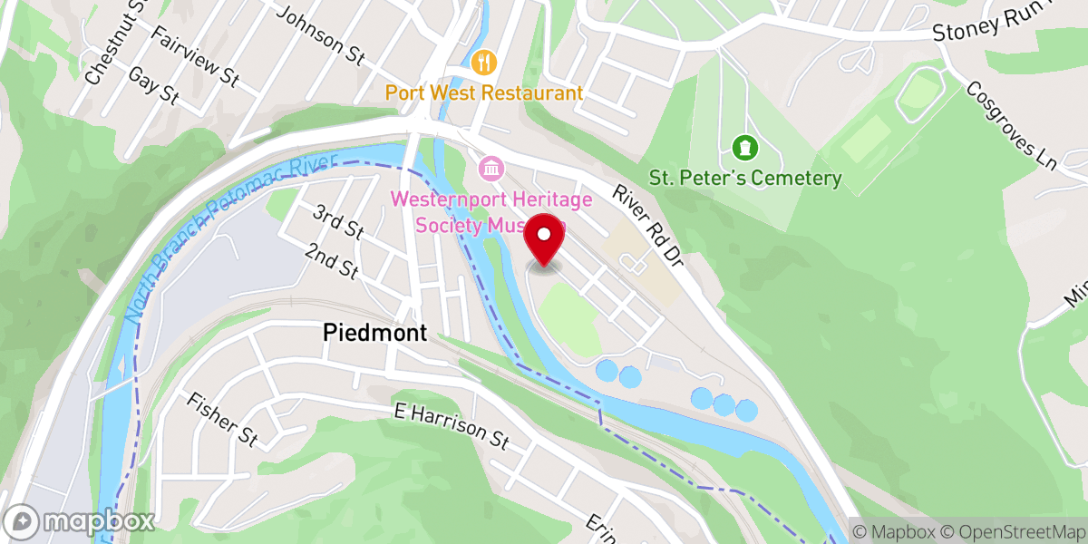 Map showing location of First Assembly of God Westernport Activities Center