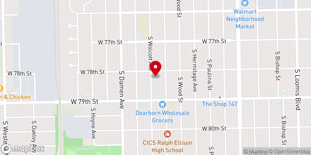 Map showing location of True Believers Missionary Baptist Church