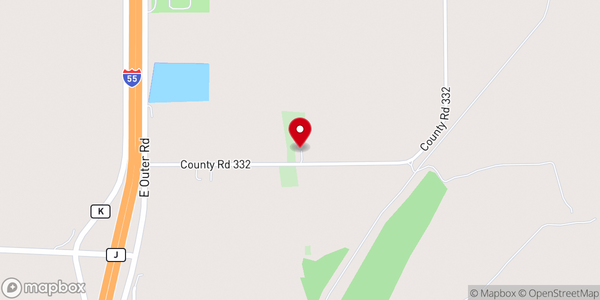 Map showing location of Dry Bayou Church