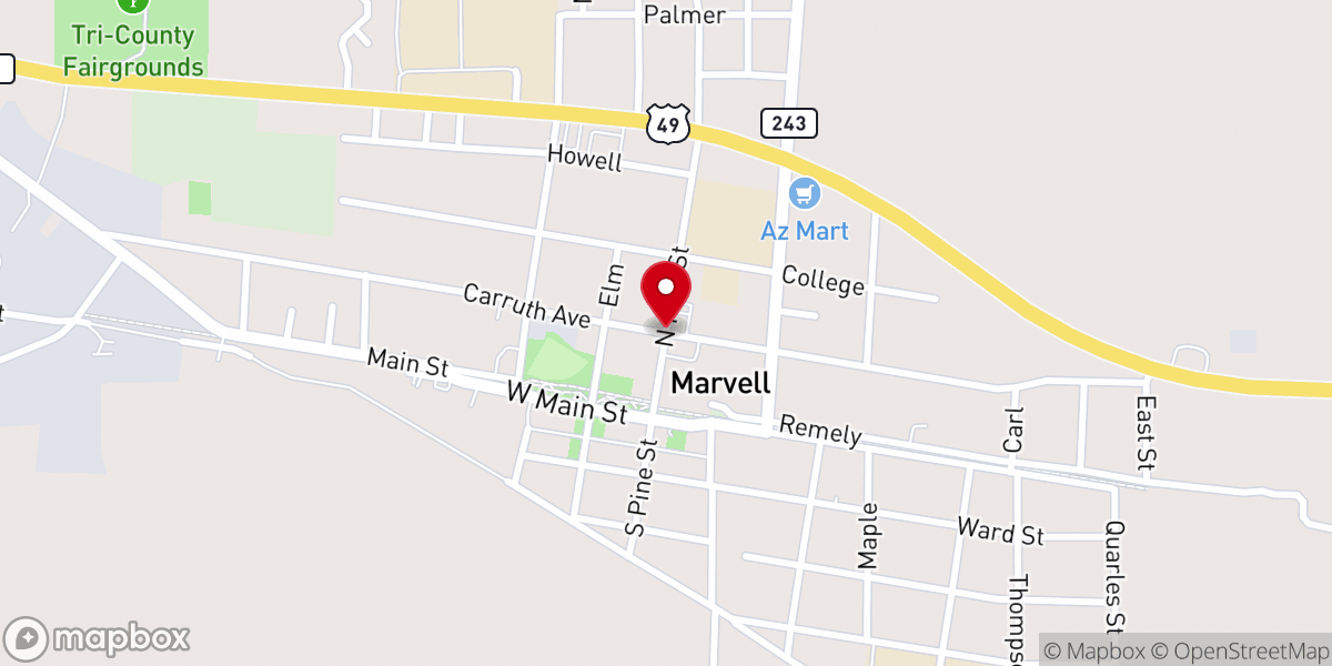 Map showing location of Hicks Church