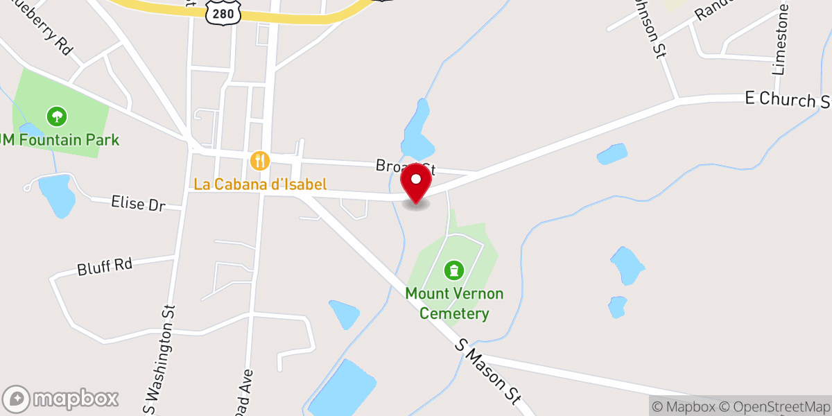 Map showing location of Mt. Vernon Church of God