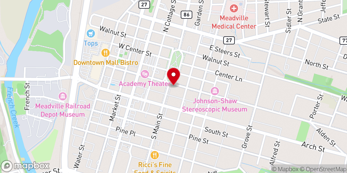 Map showing location of Unitarian Universalist Church