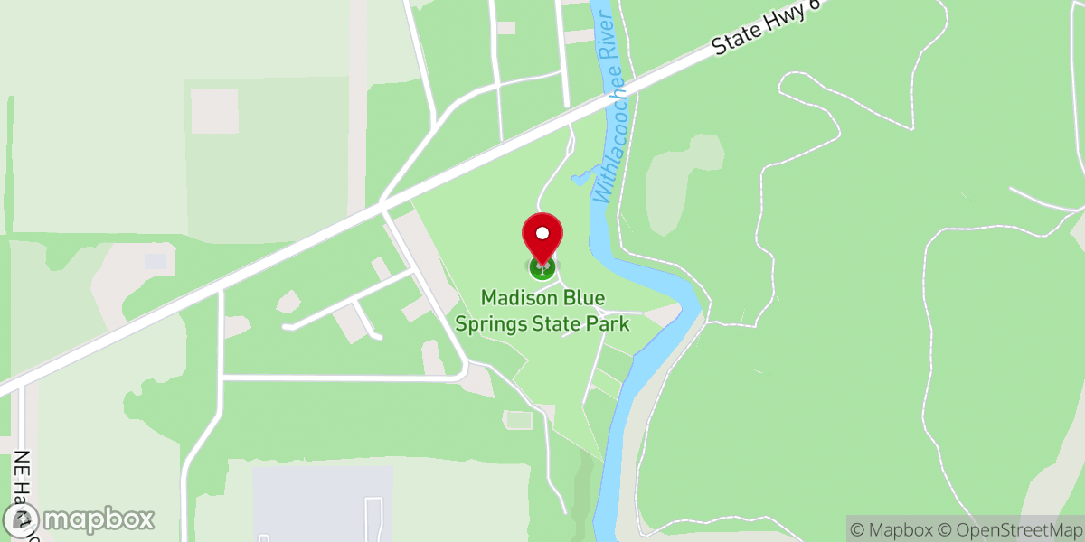Map showing location of Blue Springs Primitive Baptist Church