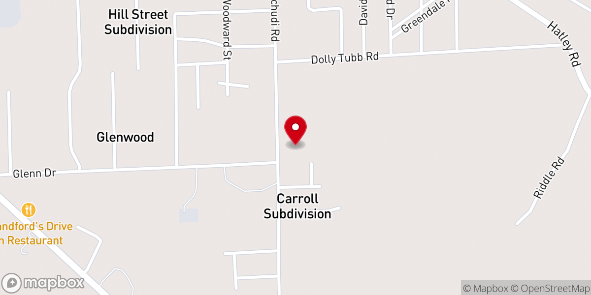 Map showing location of Amory Assembly of God Church