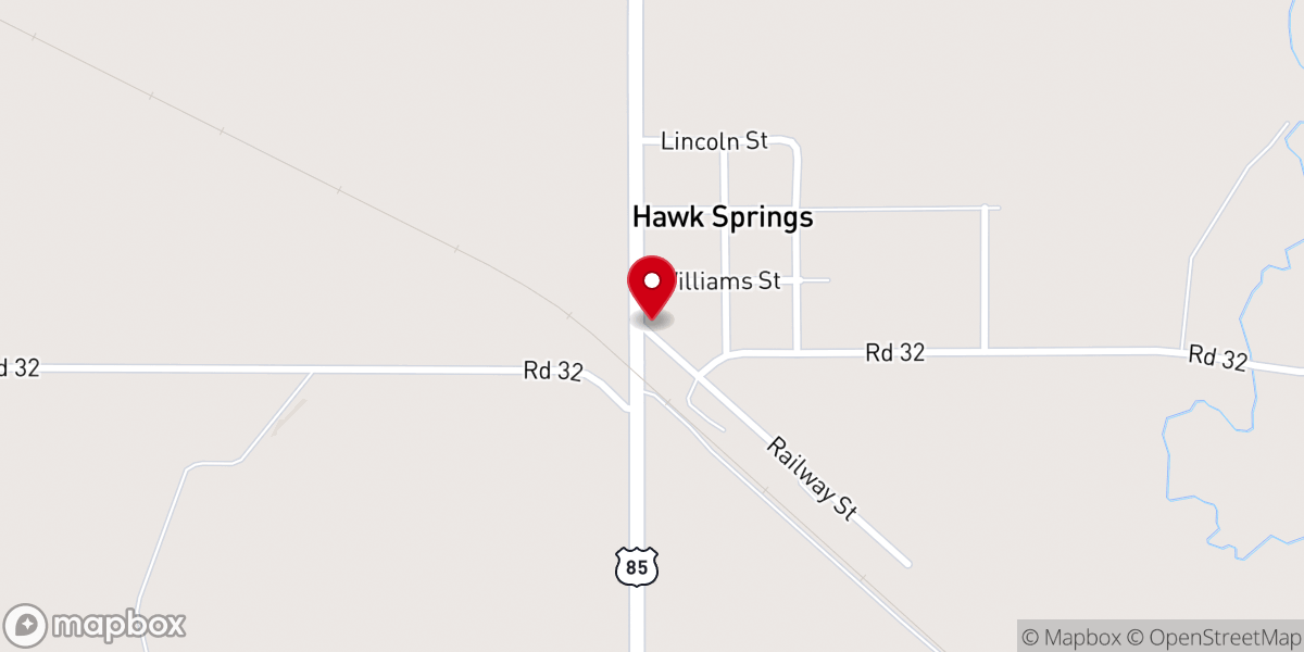 Map showing location of The Emporium At Hawk Springs