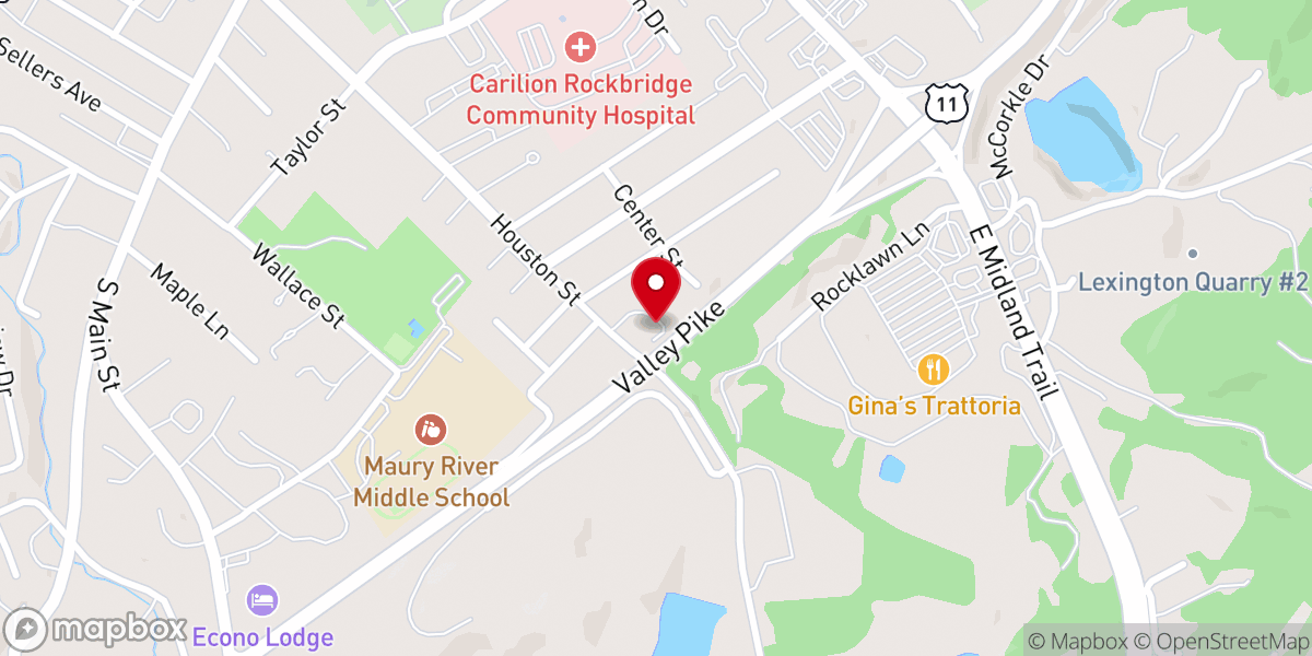 Map showing location of Lexington Baptist Church