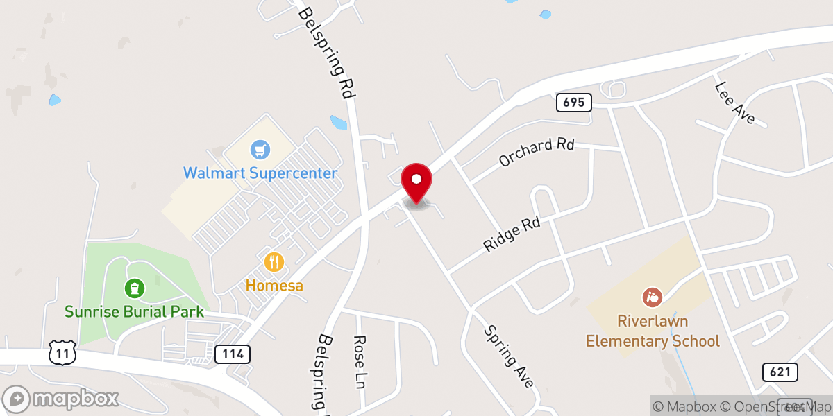 Map showing location of Fairlawn Presbyterian Church