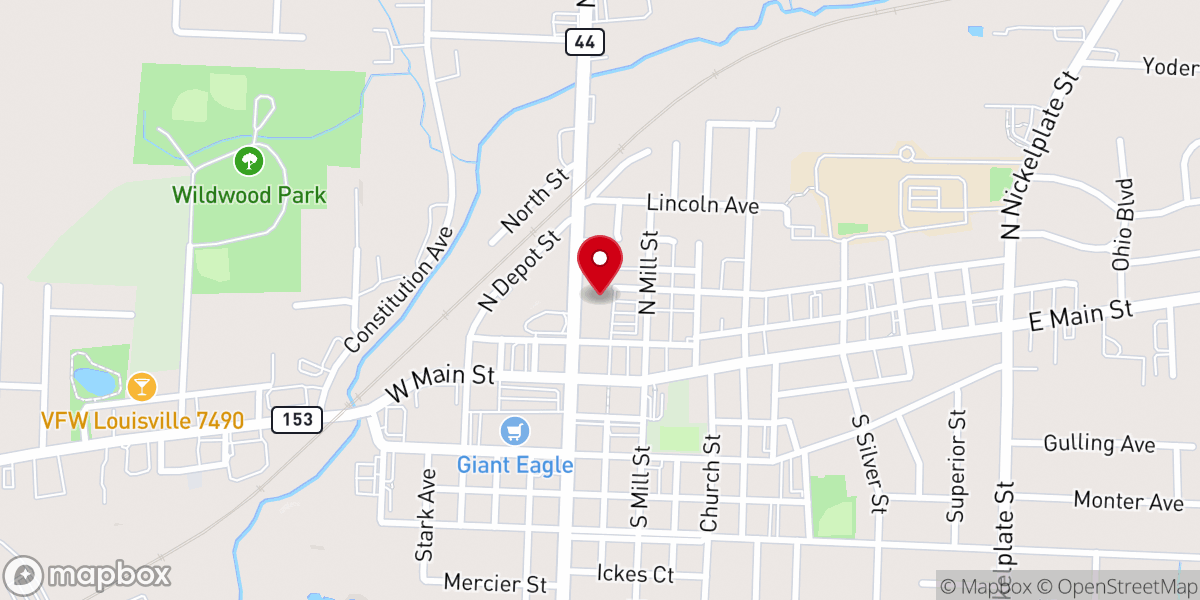 Map showing location of St. Louis Catholic Church