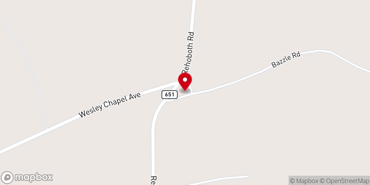 Map showing location of Rehoboth United Methodist Church