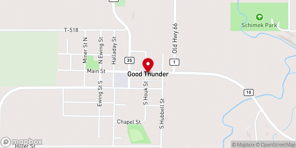 Map showing location of Good Thunder