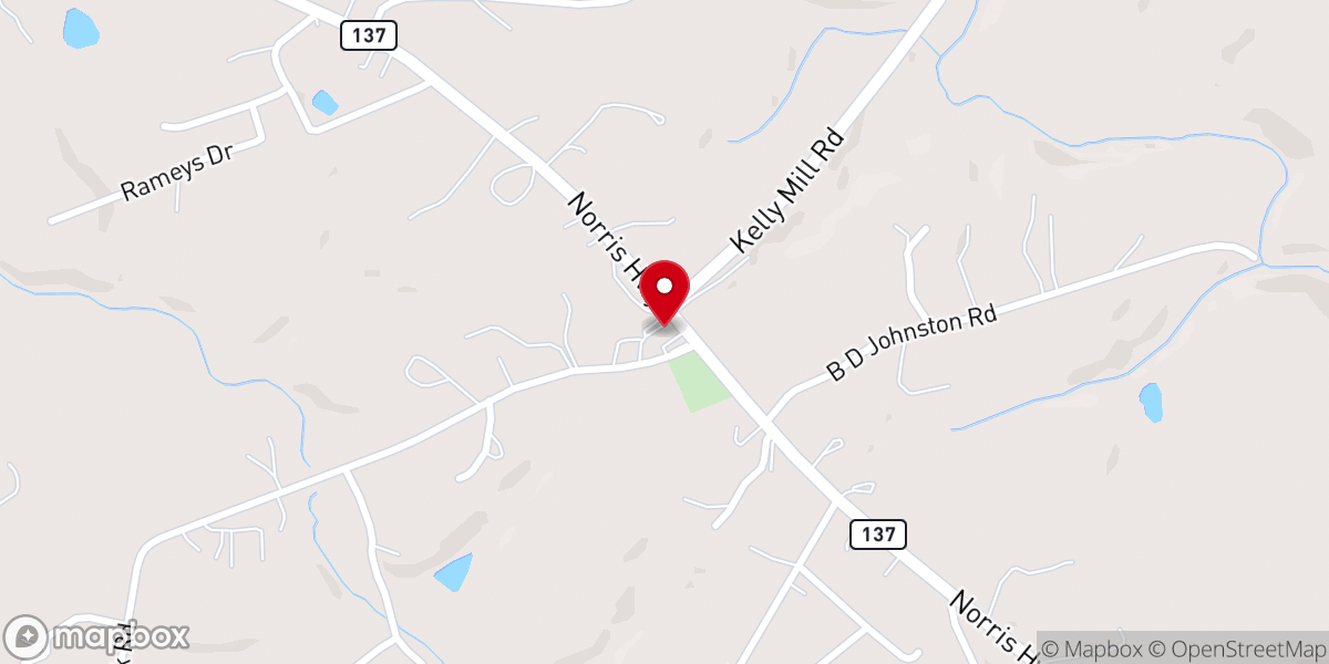 Map showing location of Camp Creek Baptist Church