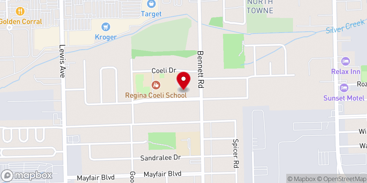 Map showing location of Regina Coeli Parish