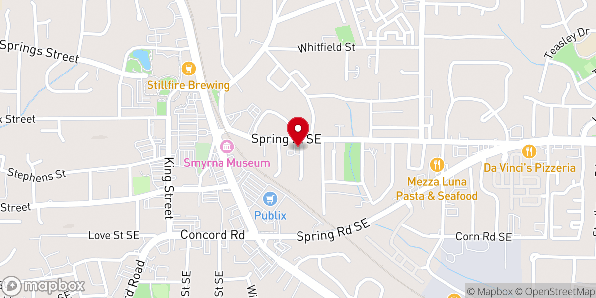 Map showing location of Spring Street Baptist Church