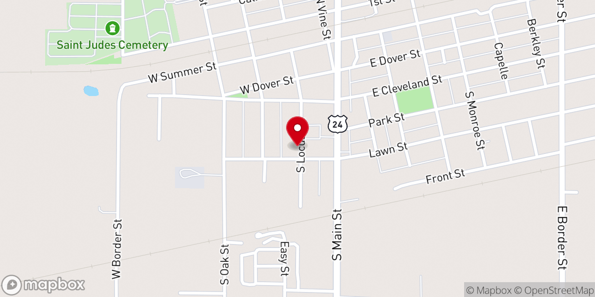 Map showing location of Second Baptist Church