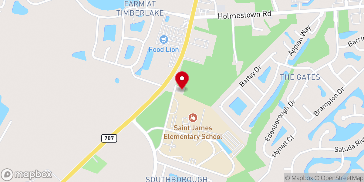 Map showing location of The Brook United Methodist Church