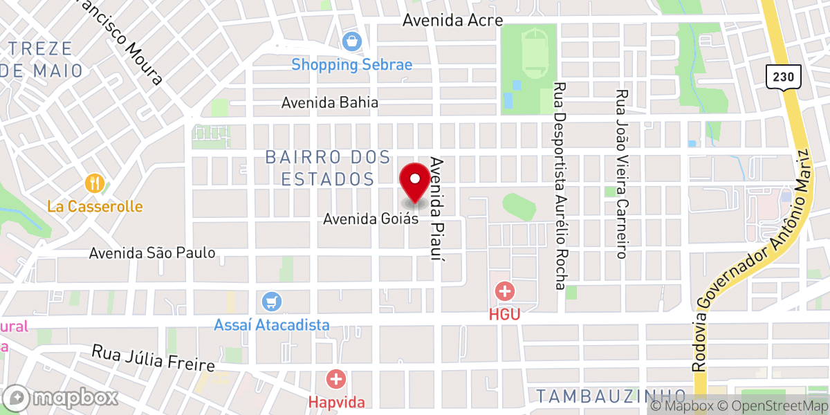 Map showing location of Igreja Universal do Bairro dos Estados