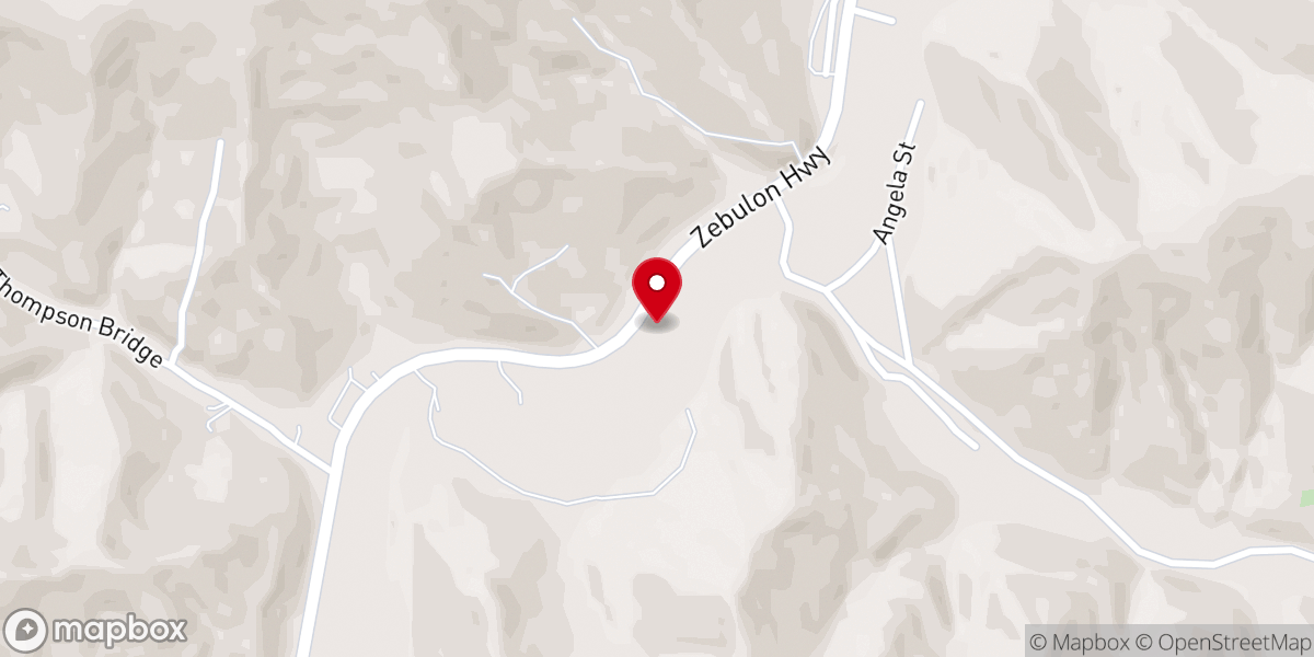 Map showing location of Zebulon Baptist Church