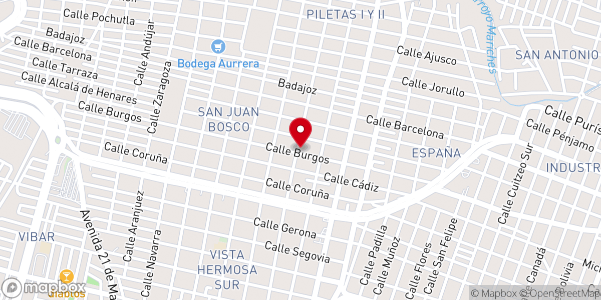 Map showing location of iglesia ebenezer