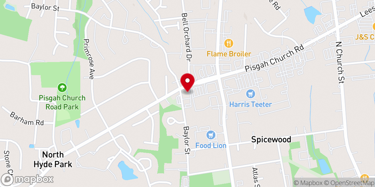 Map showing location of Hillcrest Baptist Church