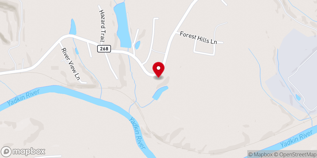 Map showing location of East Elkin Full Gospel Church