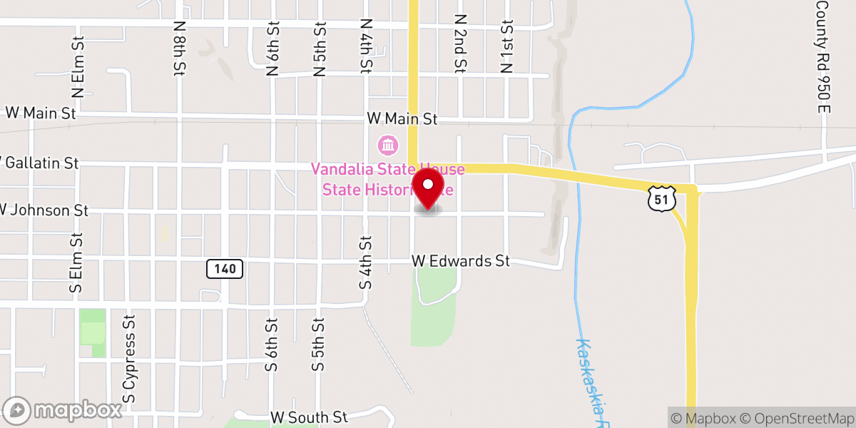 Map showing location of Vandalia Association of Churches