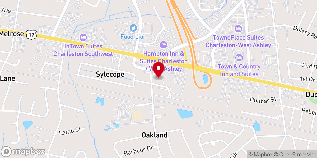 Map showing location of Charleston Bible Church