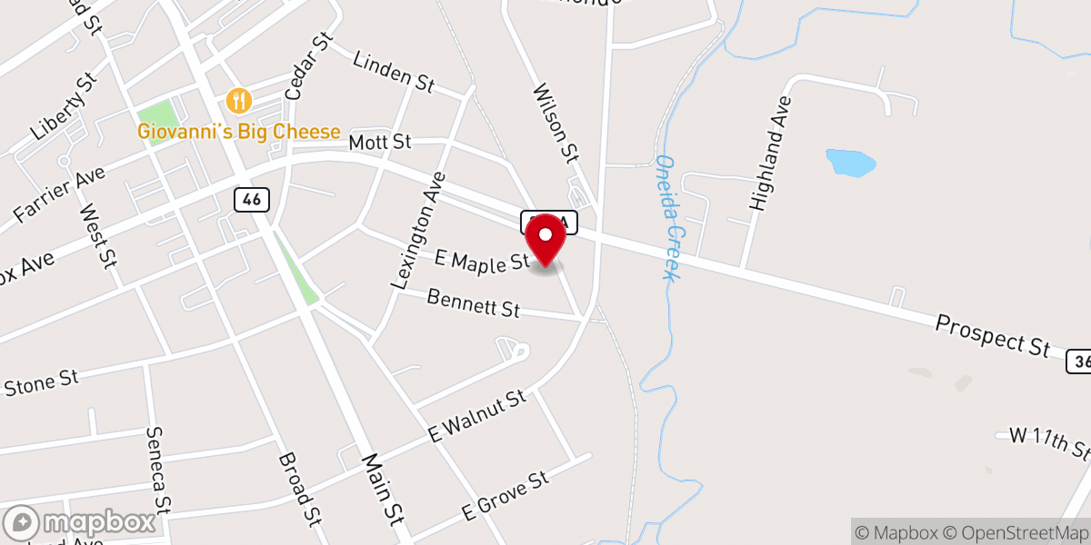 Map showing location of Oneida Full Gospel Assembly