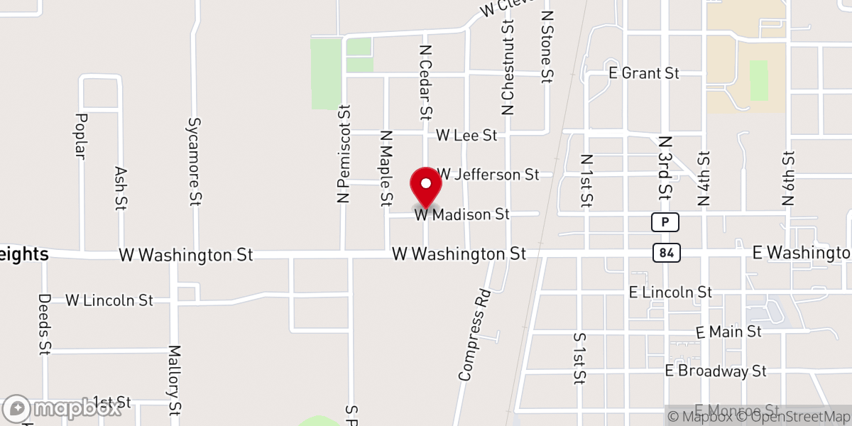Map showing location of Cedar Street Missionary Church