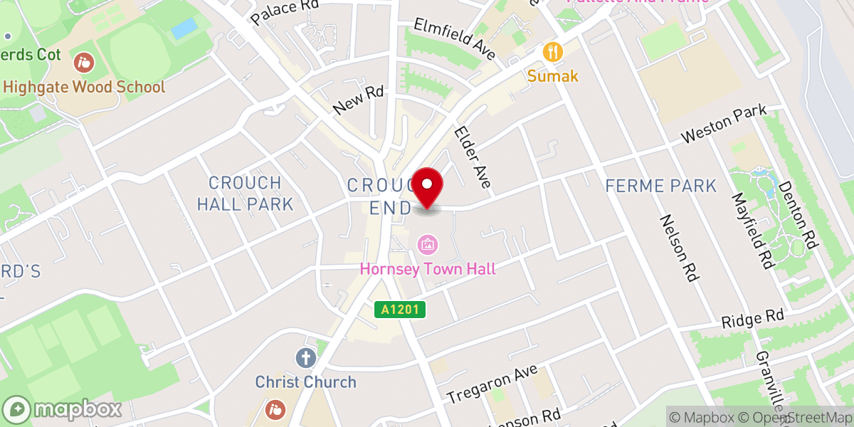 Map showing location of Chabad Crouch End and Muswell Hill
