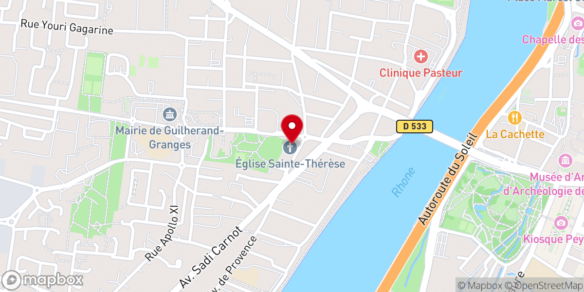 Map showing location of Église Sainte-Thérèse café le frat