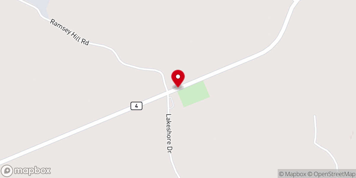 Map showing location of Caney Lake Baptist Church