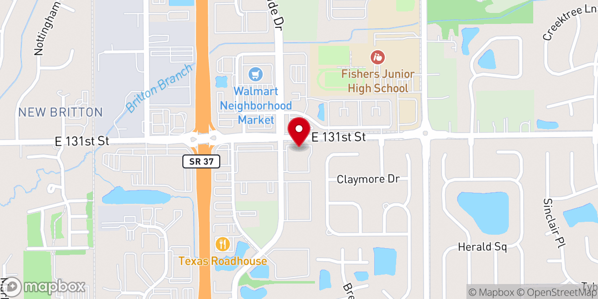 Map showing location of Fishers Baptist Church