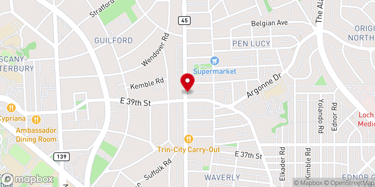 Map showing location of Winston Avenue Baptist Church