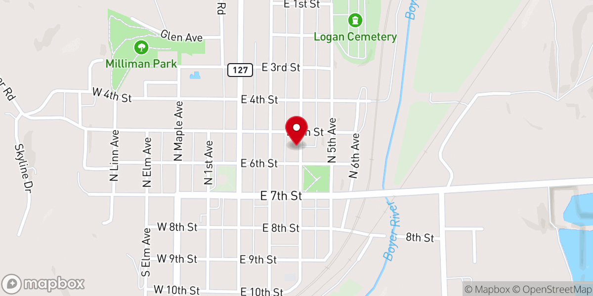 Map showing location of Logan Memorial Chapel