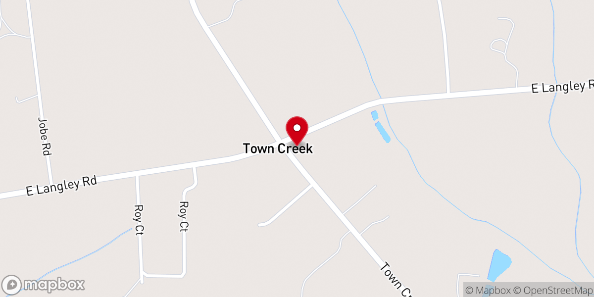 Map showing location of Upper Town Creek Church